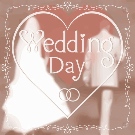 Wedding greeting card. Romantic Groom and Brideのイラスト素材