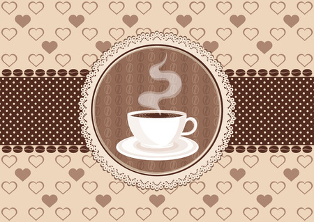 Invitation card with coffee and lace frameのイラスト素材