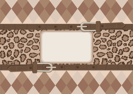 Card with leopard pattern and  rhombuses ornamentのイラスト素材