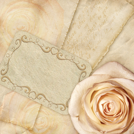 Beautiful background rose and letters.  Greetings card.の写真素材