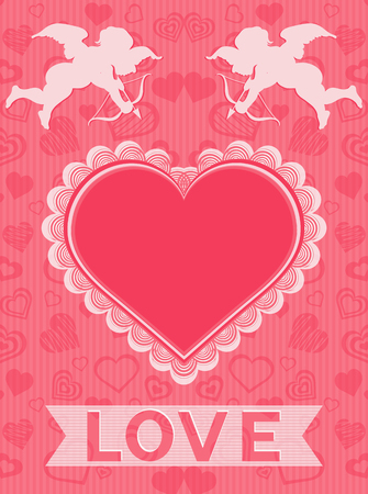 Valentine greeting card with cupid . Vector illustration.のイラスト素材