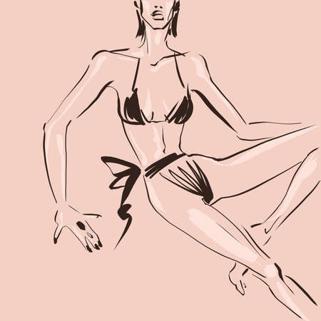 fashionable stylish illustration sketch of sexual female body illustrationの写真素材