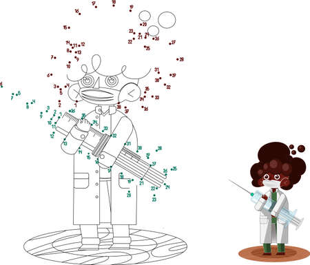 child Game. connect the dots. color. doctor.のイラスト素材