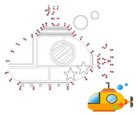 child Game. connect the dots. Submarine. colorsのイラスト素材