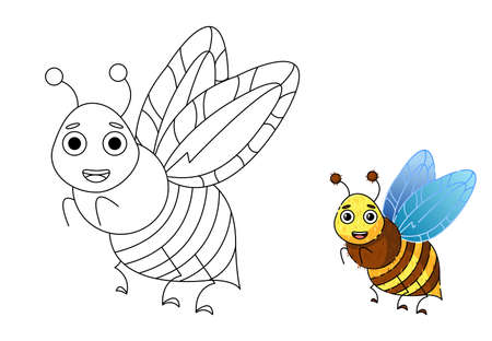 Bee insect coloring page. childrens illustrationのイラスト素材