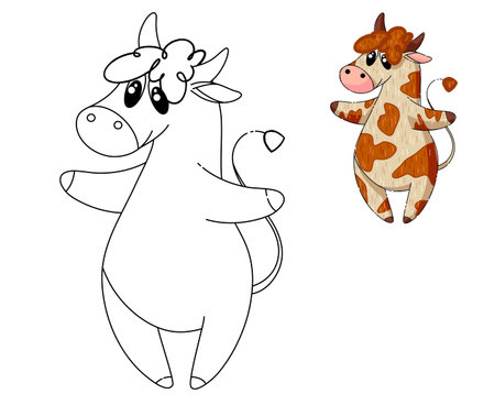 child Game. coloring book with animal cowのイラスト素材