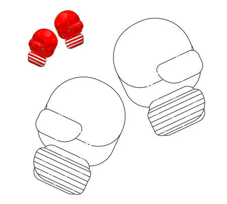 children's game coloring, sports gloves for boxingのイラスト素材