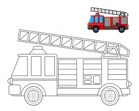 children's educational game. coloring. fire engine.