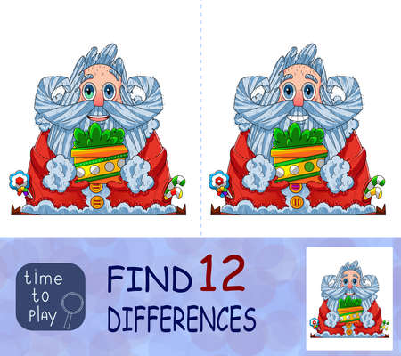 children's educational game. find the difference. coloring. Father Frost. Santa Claus.のイラスト素材