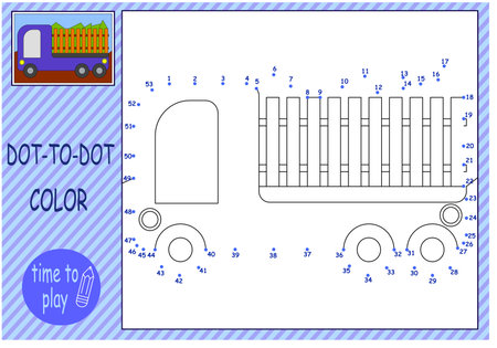 children's educational game, task. logic. connect the dots by numbers. mathematics. carのイラスト素材