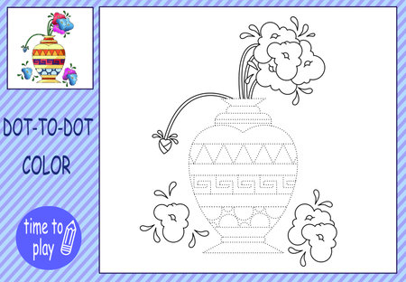 Collections of mini-games. Connect the dots and color the picture. vaseのイラスト素材