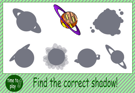 tasks for the development of children. logic tasks. find the right shadow from the robot. funny robots, rockets, planets, ufos, aliensのイラスト素材