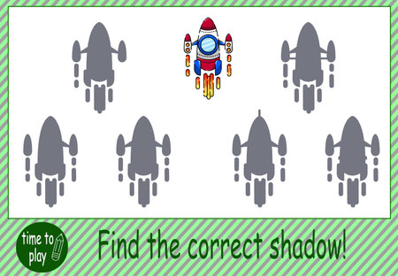 tasks for the development of children. logic tasks. find the right shadow from the robot. funny robots, rockets, planets, ufos, aliensのイラスト素材