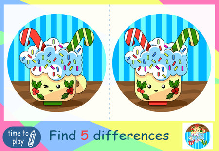 children's educational game. logic game. coloring book. find the difference. New Year. Christmasのイラスト素材
