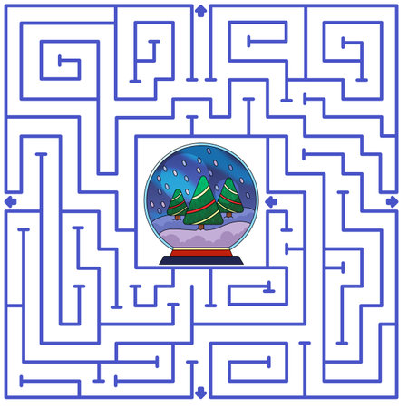 children's educational game. Children's puzzle. Children's labyrinth. Colorful cartoon characters. Funny vector illustration. Isolated on a white background. New Year. Christmas. sのイラスト素材