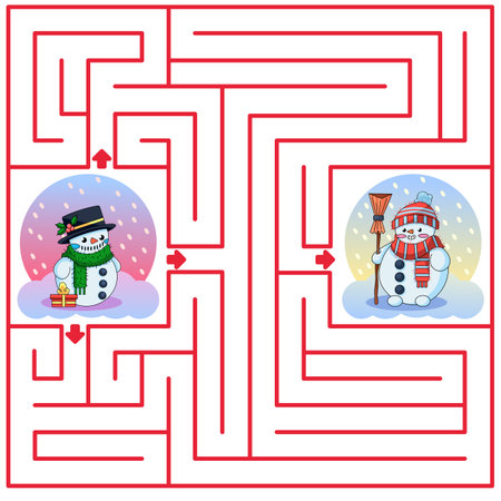 children's educational game. Children's puzzle. Children's labyrinth. Colorful cartoon characters. Funny vector illustration. Isolated on a white background. New Year. Christmas. sのイラスト素材