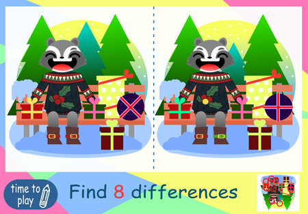 children's educational game. logic game. coloring book. find the difference. New Year. sweaterのイラスト素材