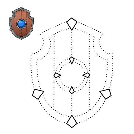 children's educational game. logic game. connect the dots by numbers. handwriting training. coloring book. shieldのイラスト素材