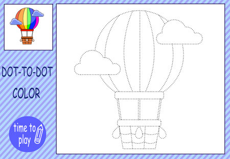 children's educational game. logic game. connect the dots by numbers. handwriting training. coloring book. balloonのイラスト素材