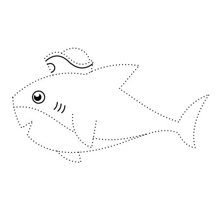 children's educational game. logic game. connect the dots by numbers. handwriting training. coloring book. sharkのイラスト素材