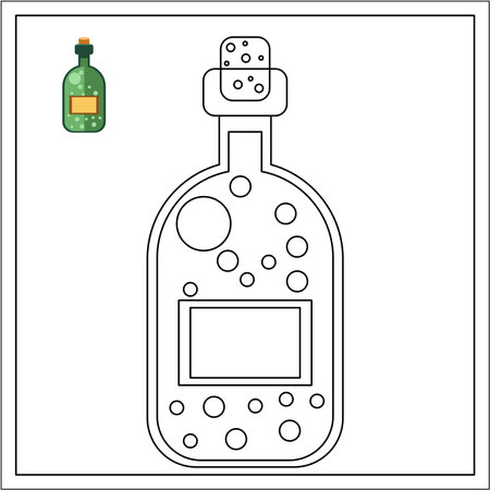 : children's educational game. logical tasks. coloring book. summer, gardener, bottleのイラスト素材