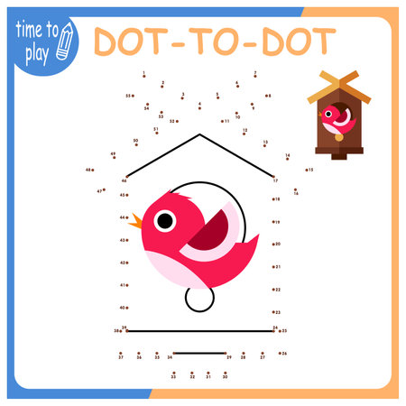 children's educational game. logic game. handwriting training. coloring by numbers. gardener, summer, birdhouseのイラスト素材