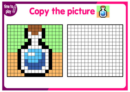 Coloring by numbers, educational game for children. Coloring book with numbered squares. flaskのイラスト素材