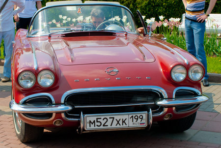 MOSCOW - MAY 15: vintage Red Corvet on exhibition at ï¿½Mercedes-Benz Classic Day-2010ï¿½,...