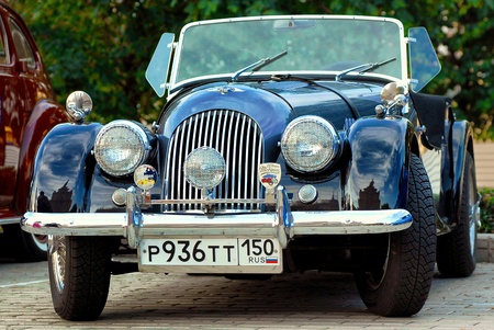 MOSCOW,RUSSIA-JULY 31: Morgan 4/4 (vintage car) on exhibition parking show of retro-cars 'Night Moscow Classic Rally-2010' on July 31,2010 in Moscow, Russiaのeditorial素材