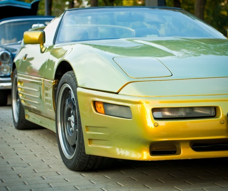MOSCOW, RUSSIA-JULY 31: Green Modern Corvet on exhibition parking at an annual event, the VI race of vintage cars 'Night Moscow Classic Rally on July 31, 2010 in Moscow, Russiaのeditorial素材
