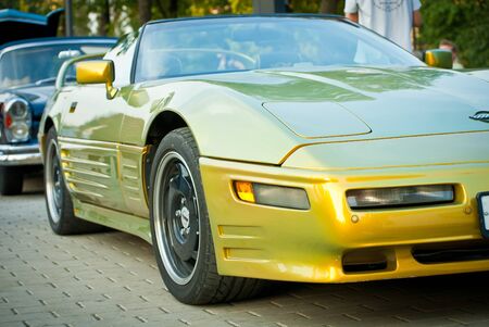MOSCOW, RUSSIA-JULY 31: Green Modern Corvet on exhibition parking at an annual event, the VI race of vintage cars 'Night Moscow Classic Rally on July 31, 2010 in Moscow, Russiaのeditorial素材