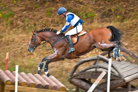 MOSCOW - AUGUST 21: Hubaev Avtondil on Mengir on a  Russian Cross-Country Championship, August 21, 2010 in Moscow, Russiaのeditorial素材