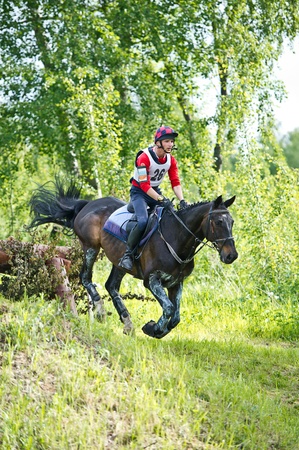 MOSCOW - JUNE 02  Unidentified rider on horse at the International Eventing Competition CCI3 のeditorial素材