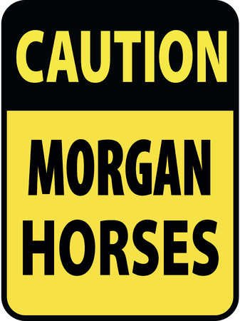 Vertical rectangular black and yellow warning sign of attention, prevention caution morgan horses.のイラスト素材