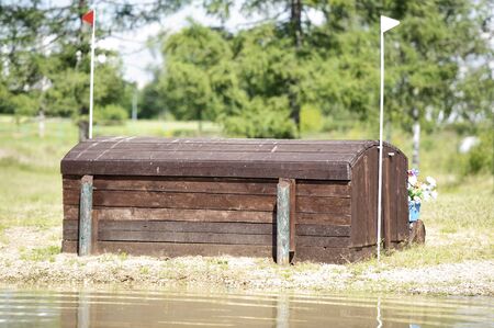 A cross-country a Log fences obstacles in a cross country eventの写真素材