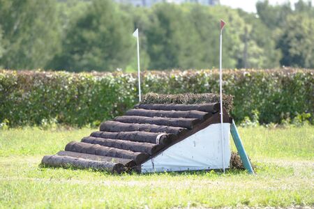 A cross-country a Log fences obstacles in a cross country eventの写真素材