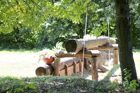 A cross-country a Log fences obstacles in a cross country eventの写真素材