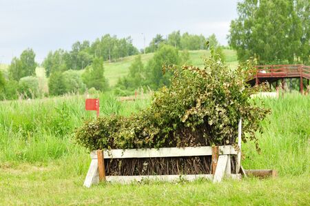 A cross-country a Log fences obstacles in a cross country eventの写真素材