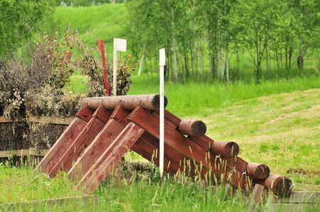 A cross-country a Log fences obstacles in a cross country eventの写真素材