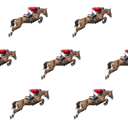 Seamless pattern photo red horse creative illustration.の写真素材