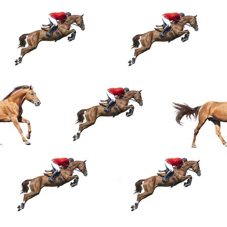 Seamless pattern photo red horse creative illustration.の写真素材