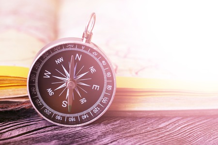 Map with compass. Simple navigation tools to orient in the world. Travel.の写真素材