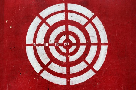 Ready for firing a target, Hitting the target from dart, shooting to center of dartboard, outdoorsの写真素材