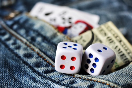 cubes playing in jeans, finance and toysの写真素材