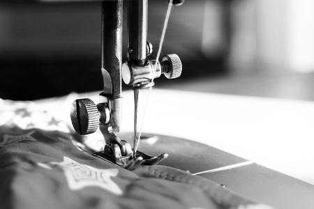 Close-up detail of the sewing machineの写真素材