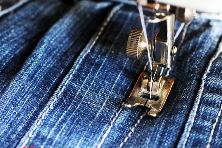 Close-up detail of the sewing machineの写真素材