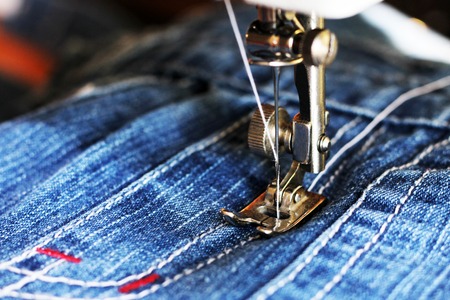 Close-up detail of the sewing machineの写真素材