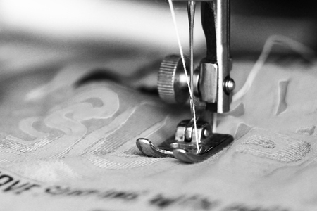 Close-up detail of the sewing machineの写真素材