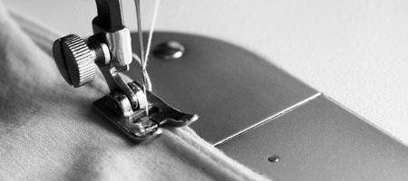 Close-up detail of the sewing machine, style