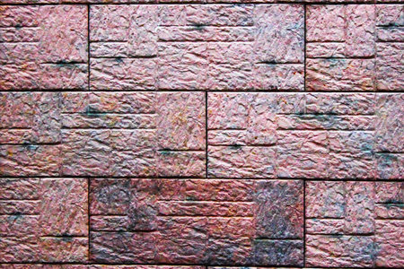 Marble brick stone tile wall texture background in light beige brown cream color, object